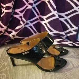 Calvin Klein open toe heels. Size 6.5. Black.